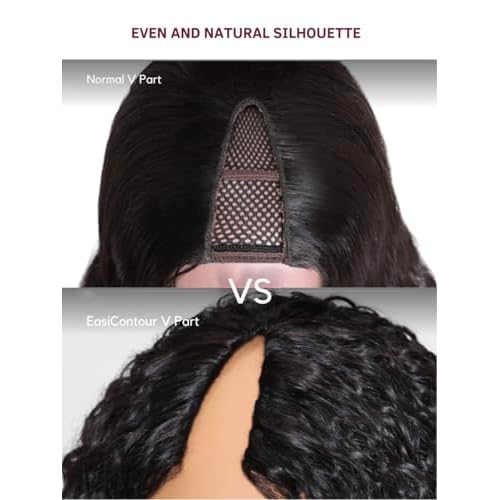 Beauty Forever V Part Wig Human Hair Yaki Straight EasiContour Vpart Wigs No Leave Out Ombre Chestnut Brown Glueless Upgraded U Part Wigs for Women None Lace Front Wigs T128 Color 150% Density 18inch
