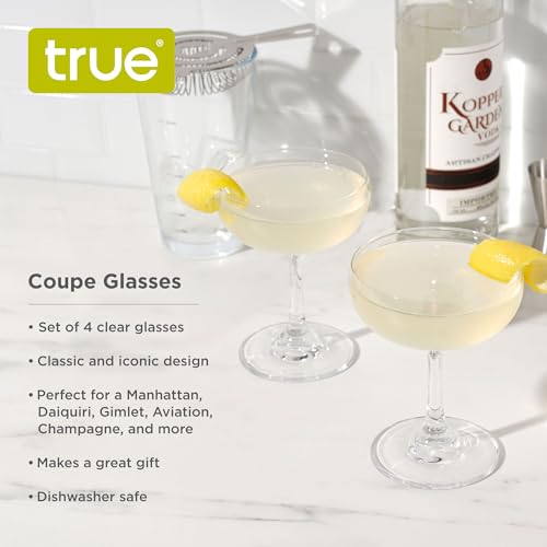 True Coupe Glass, Martini Glasses for Cocktail Party, Perfect for Espresso Martini, Manhattan, Champagne, Elegant 7 oz Gla...