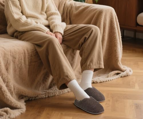 KuaiLu Womens Supportive Memory Foam Slippers Felt Fuzzy Lined Heel Cushion Lightweight House Shoes for Indoor Outdoor