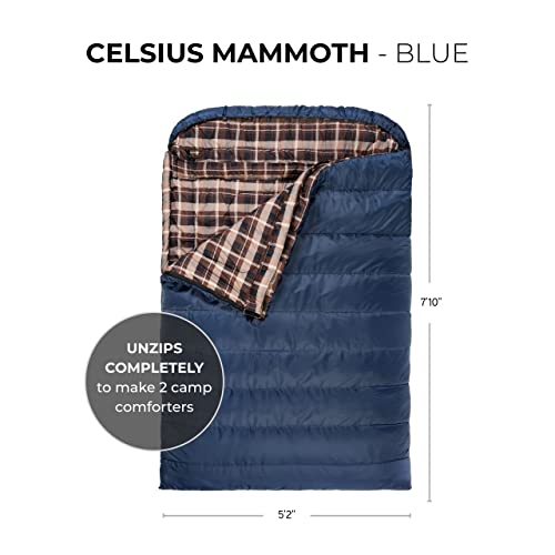 Teton Mammoth Queen Size Double Sleeping Bag- A Warm Bag The Whole Family can Enjoy – Great for Camping, Hunting and Base ...