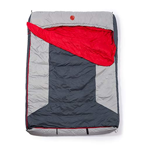 OmniCore Designs Multi Down Double Wide Hooded Rectangular Sleeping Bag (10F Red / 30F Yellow) with 4pt. Compression Stuff...