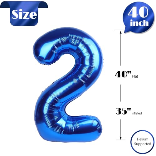 Metallic Blue Number 3 Balloon 40 Inch, 3 Balloon Number, 3rd Birthday Decorations, Navy Blue Party Supplies for Boys Girls