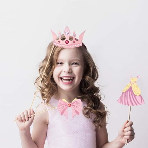 Kristin Paradise 25Pcs Princess Photo Booth Props with Stick, Cinderella Theme Selfie Props, Little Royal Queen Birthday P...