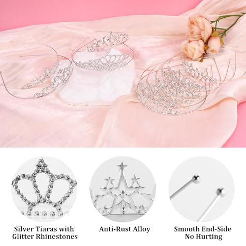 Tihebax 12 Pcs Tiaras Crowns Headbands for Women Girls Silver Princess Tiara Bulk Crown Tiaras Rapunzel Crown for Wedding ...