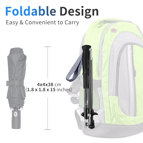 T-carbon Real Carbon Fiber Collapsible Hiking Poles,Lightweight Trekking Poles for Backpacking Foldable Hiking Poles (2 Po...
