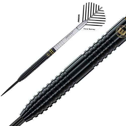 Winmau Daryl Gurney Black Special Edition Tungsten Steeltip Darts Set 23g with Player Flights and Prism Shafts (Stems)