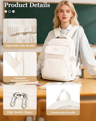 WEPOET Cute Middle School Backpack For Teen Girls,Waterproof Casual Bookbags,Lightweight Travel Daypack,Basic Laptop Colle...