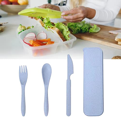 Portable Utensils Set with Case, Reusable Travel Utensils Set with Knife, Spoon, Fork, Wheat Straw Cutlery Set for Travel ...