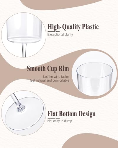 Ciaell 12 Pack Clear Plastic Wine Glasses - 10 Oz Disposable Wine Glasses with Stem for Parties & Weddings & Poolside & Ou...