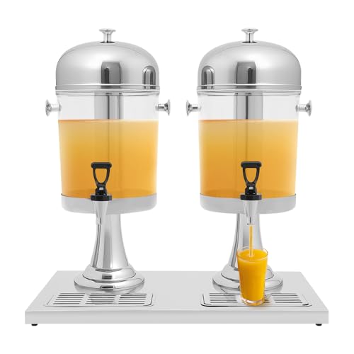 16L Dual Barrel Beverage Dispenser With Ice Cores And Stand,Beer Dispenser Machine, Two Transparent Barrels Drink Dispense...