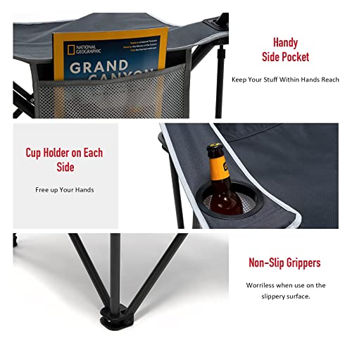 SUNNYFEEL UNNYFEEL Oversized Folding Camping Chair 500 LBS Heavy Duty Lawn Chairs with Portable Folding with Armrest, Cup ...