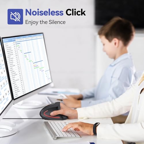 TECKNET Wired Mouse, 6400 DPI Ergonomic Mouse 6 Buttons Silent Mice 4 Adjustable DPI Vertical Mouse Compatible with Window...