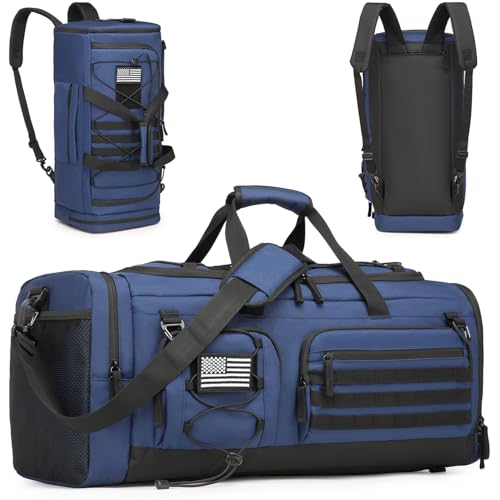 BISKLNDN Gym Bag for Men and Women, 50L Extra Large Duffle Bag, 3-in-1 Travel Sports Duffel Bags with Shoe & Laptop Compar...
