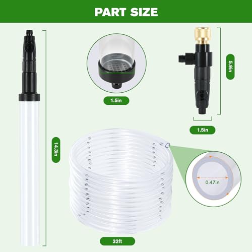 ZRDR Aquarium Siphon Vacuum Gravel Cleaner Kit for Fish Tank Cleaning Gravel & Sand, Fish Tank Water Changer Metal Faucet ...