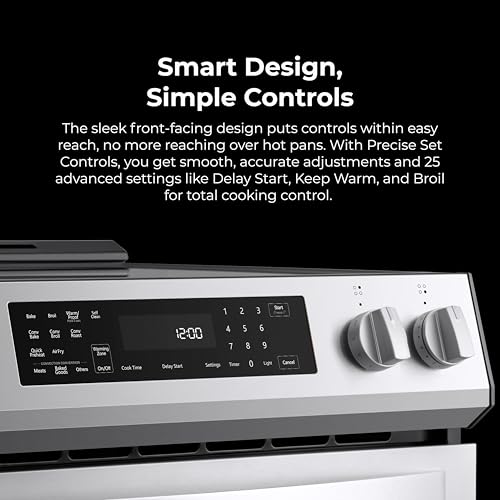 Kenmore 5.6 cu. ft. Front Control Electric Range Oven with 5 Elements - True Convection, Air Fry, Self Clean Oven, Tempera...