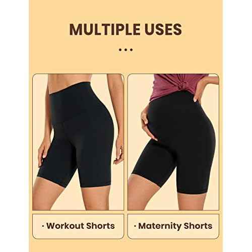 CRZ YOGA Women's Butterluxe Super High Waisted Biker Shorts 8 Inches - Over Belly Lounge Workout Yoga