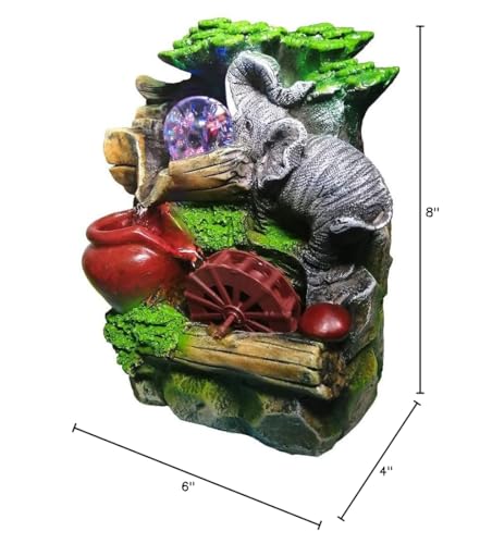 WAWLIVING Tabletop Fountain Indoor Small Rockery Desktop Mountain Cascading Waterfalls with Rolling Ball Waterwheel for Gi...