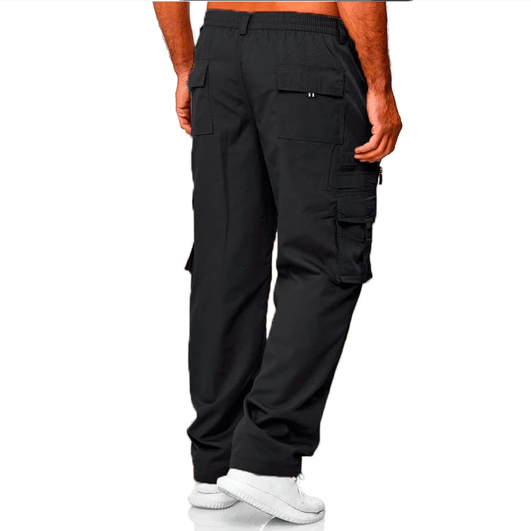 Men’s Outdoor Cargo Pant with Multi Pockets Lightweight Tactical Pant for Hiking Jogger Classic Fit,Black