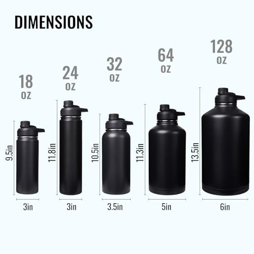 Fijinhom 24 oz Insulated Water Bottle with Handle, 304 Stainless Steel Water Bottles with Wide Mouth, Double Wall Vacuum S...