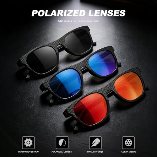 AWGSEE 3 Pack Polarized Sunglasses for Men Women, Lightweight UV Protection Sports Sun Glasses for Driving Fishing Golf