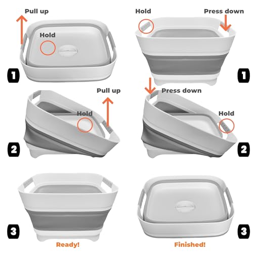 GIMWA Wash Basin for Baby Bottles, Foldable, Versatile Wash Tub for Kitchen, RV, Outdoor Camping Sink, Sturdy & Easy to Clean