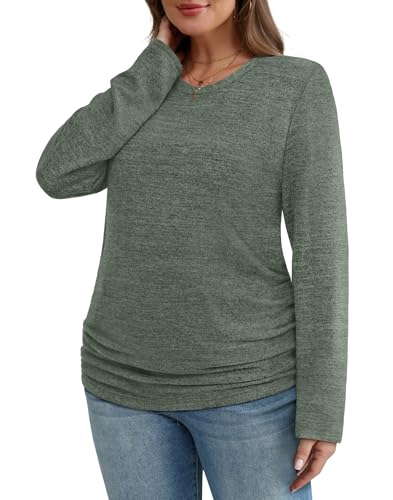 SAMPEEL Womens Sweaters Long Sleeve Shirts Fall Fashion 2025 Trendy Tops Ruched Outfits Winter Clothing