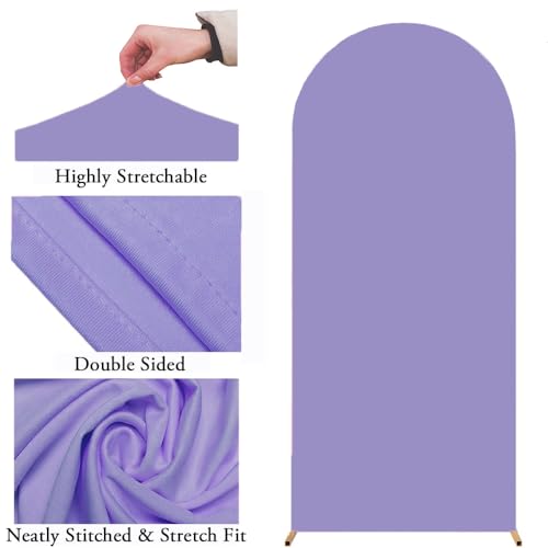 JFDYDM Lavender 6FT Arch Backdrop Cover, Lavender Arch Backdrop Light Purple Stand Cover for Birthday Wedding Party Decor