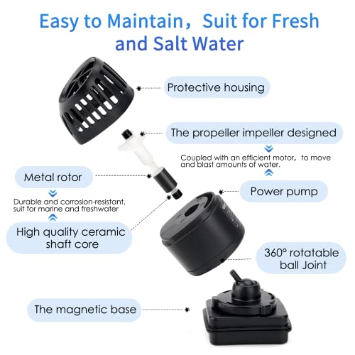 hygger Wave Maker for 40-100 Gallon Aquarium with Magnetic Mount Quiet Powerhead for Saltwater and Freshwater Fish Tank 10...