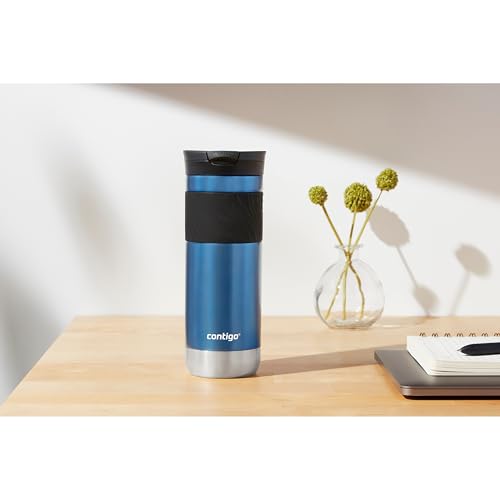 Contigo SNAPSEAL Insulated Stainless Steel Travel Mug with Grip 20oz. Blue Corn Transparent Satin & Midnight Berry