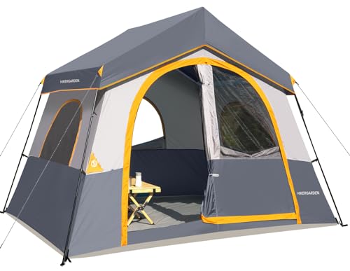 HIKERGARDEN 6-8 Person Camping Tent - Portable Family Cabin Tent for Camp, Windproof Fabric Camp Tent Outdoor for Hiking, ...