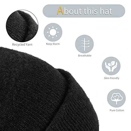 Achiou Beanie Hat for Women Men, Warm Cuffed Knit Hat for Skiing Running Outdoor Sports
