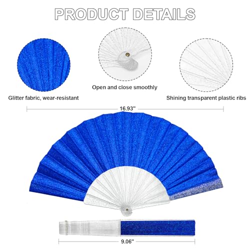 EOSAU Glitter Folding Hand Fans for Women Foldable Handheld Clack Fans for line Dancing, Wedding, Church, Festival, EDM, P...