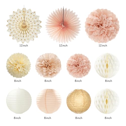Champagne-Gold Beige Fall Boho Birthday Party-Decorations - 21pcs Autumn Neutral Retro Happy Banner,Girl One Sweet Peach P...