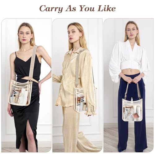 MoKo Clear Tote Bag, Large Capacity Handbags with 2 Pockets, Waterproof PVC Tote Bags for Women, Clear Bag for Stadium Events