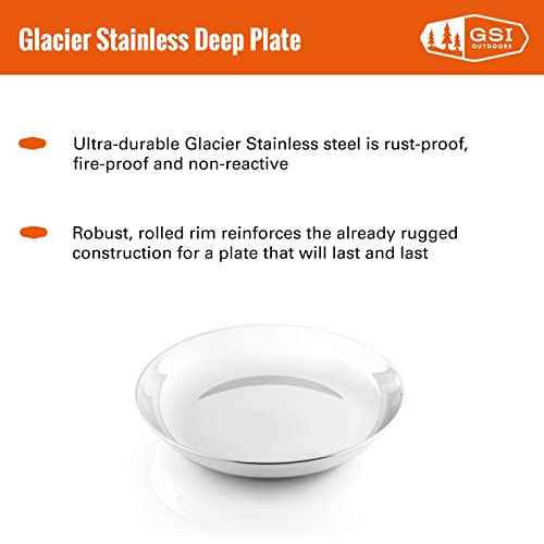 GSI Outdoors Glacier Stainless Steel Plate for Camping, Backpacking, and Outdoors