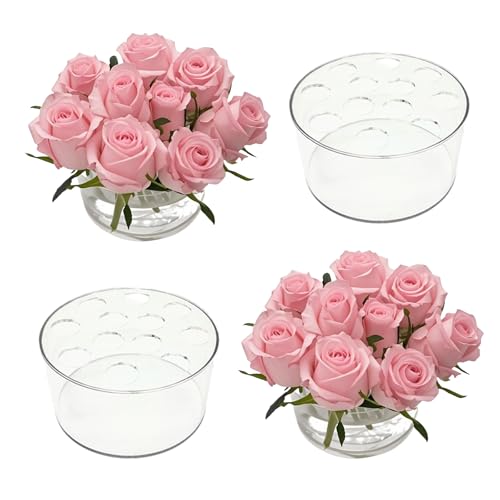 4PCS Acrylic Flower Vase for Centerpieces, 5.51" 12 Holes Clear Round Vase, for Wedding Birthday Party Table Decor Indoor/...