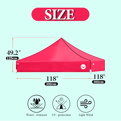 EVNE Pop Up Canopy Replacement Canopy Tent Top Cover, Tent Top Cover for Most of The Standard,PU-Coated 500D Polyester,Wat...