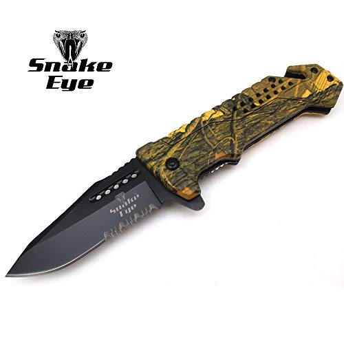 Snake Eye Tactical Survival Camo Designed Action Assisted Folding Pocket Knife Desert Camo Camping Hunting Fishing Outdoor...