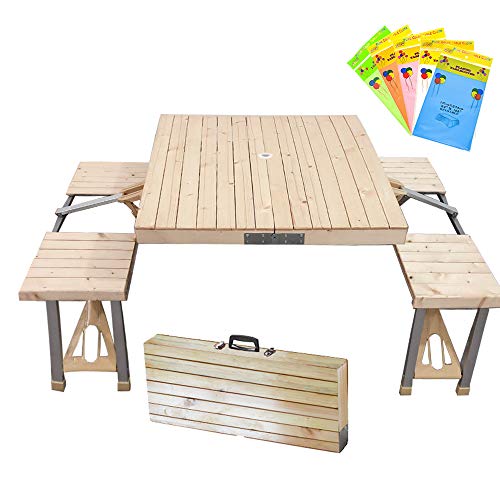 STONCEL Folding Table and Chairs Set, Portable Picnic Table with 4 Seats for Outdoor Camping Picnic BBQ, Party and Dining(...