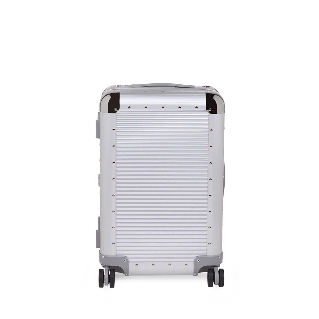 FPM MILANO Bank S 21" Made in Italy Aluminum Sport Carry-On Luggage - Hardside Framed Cabin Suitcase with 4 Spinner Wheels - International Carry-on Travel - Moonlight Silver