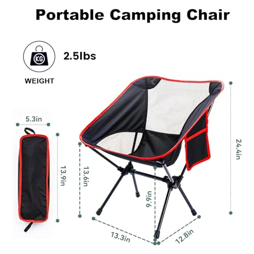 Doseno Backpacking Chair, Camping Chairs for Adults, Foldable Portable Chair for Outside Camp Sports Beach Travel Hiking