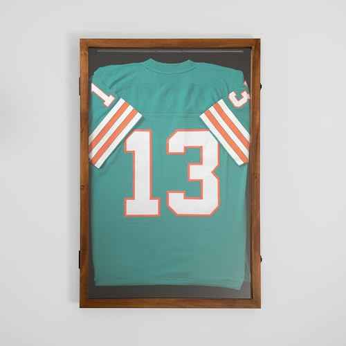 Flash Furniture Banks Jersey Display Case, Hanging PVC Tube, Velvet Lined Back, Foam Sheet Insert, Acrylic Window, Anti-Theft Lock with Keys, 24x36, Rustic Brown