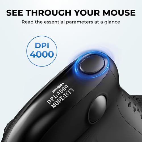 DELUX Seeker Ergonomic Mouse Wireless, Vertical Mouse with OLED Screen, 6 Buttons&Thumb Wheel Function, Silent Click, Up t...