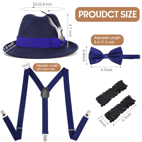 Ultrafun 1920s Mens Costume Retro Gatsby Gangster Accessories Set Fedora Hat Suspender Roaring 20s Costumes
