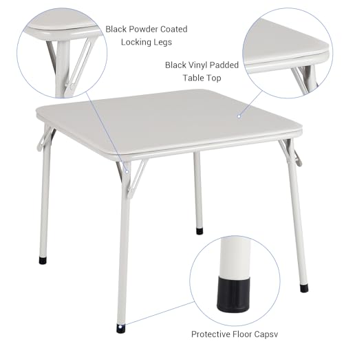 GarveeHome Folding Card Table and Chair Set of 3, Upholstered Foldable Table and Chair Set, Portable Metal Frame Children'...