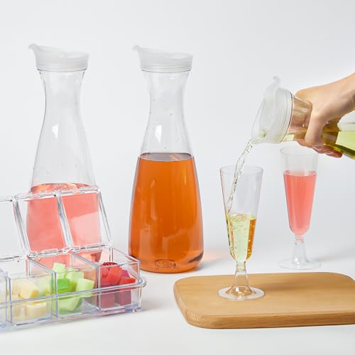 Potchen 65 Pcs Mimosa Bar Supplies Including Plastic Champagne Flutes, Water Carafe, Clear Condiment Server with Lid and S...