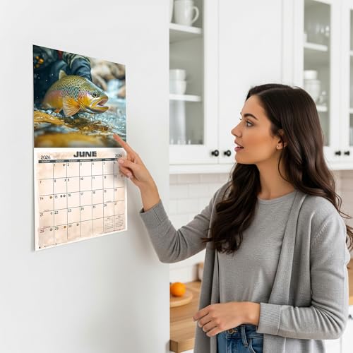 2026 Fresh Water Fishing Illustrated Wall Calendar 16-Month X-Large Size 14x22, Fishing Calendar by The KING Company-Monst...