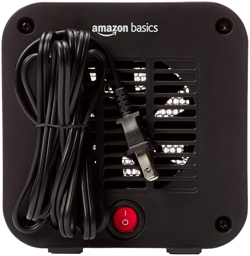 Amazon Basics Ceramic Space Heater, Mini Heater for Office Desk, Portable Tent Heater (Indoor Use), 500 W, With Tip-Over P...