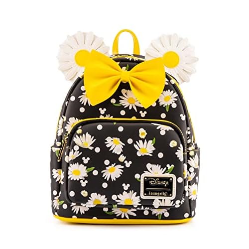 Loungefly Minnie Mouse Daisies Mini Backpack BlackWhiteYellow