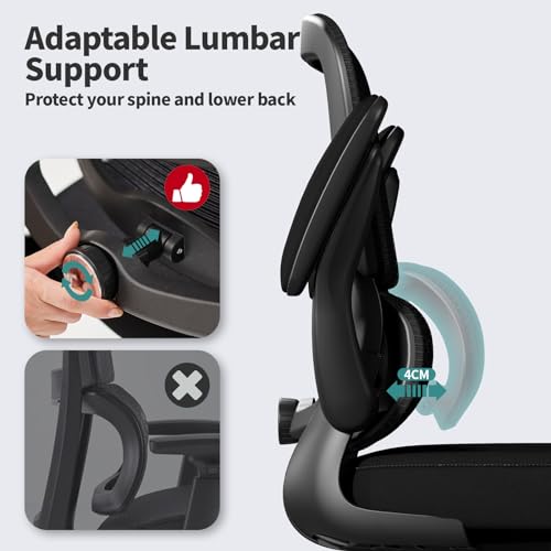 TRALT Office Chair - Ergonomic Desk Chair with Adjustable Lumbar Support, Mesh Computer Chair, Executive Chairs for Home O...